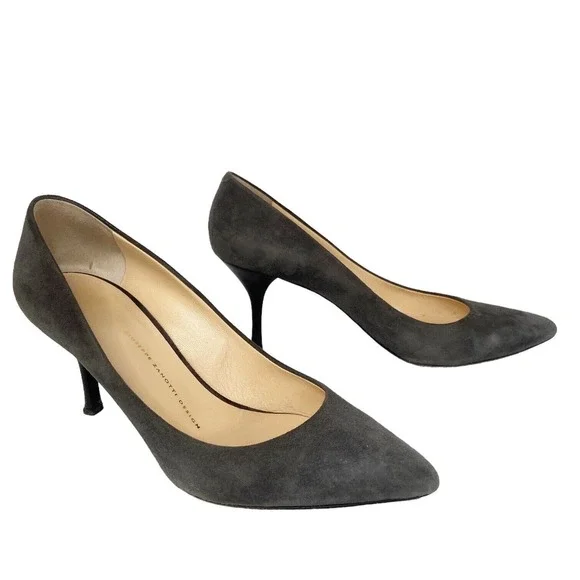 Giuseppe Zanotti High Heel Pump Gray Suede Pointed Toe Womens 40 IT / 10 US - Picture 2 of 14